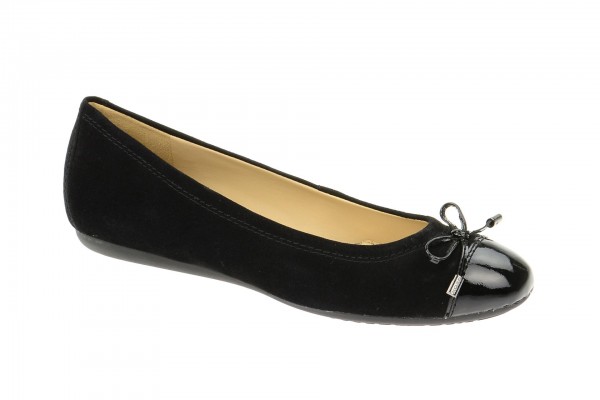 Geox Respira Lola A Ballerina schwarz Lack Velour Slipper