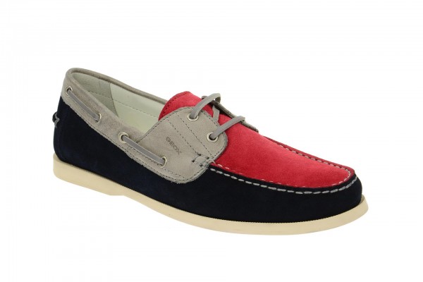 Geox Respira Juarez Schuhe Mokassin in rot blau grau