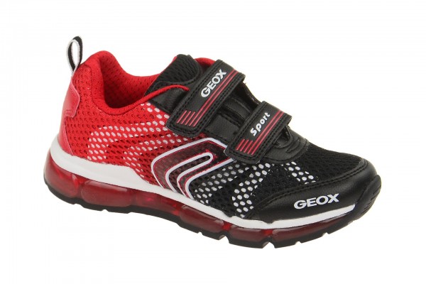 Geox Respira Android Boy Kinderschuhe in schwarz rot Blink LED