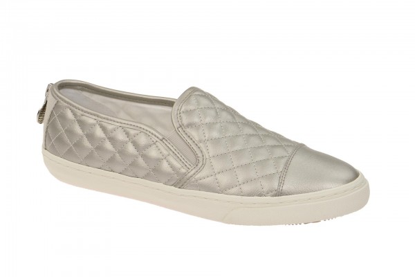 Geox Respira New Club Damen Slipper in hellgrau metallic