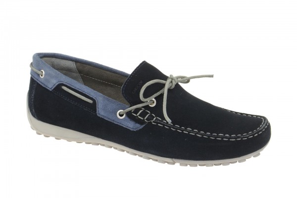 Geox Respira Snake Moc Slippers in dunkelblau Velour Moccasin